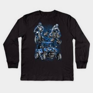 Blue Motocross Extreme Kids Long Sleeve T-Shirt